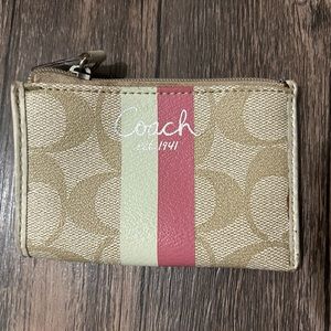 Coach Wallet with Pink and White Stripe Detail
